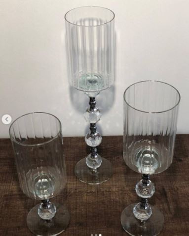 3-Piece Crystal Candle Holders Plain