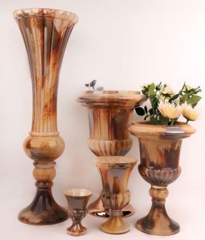 Antique Marble Patterned Glass Vases