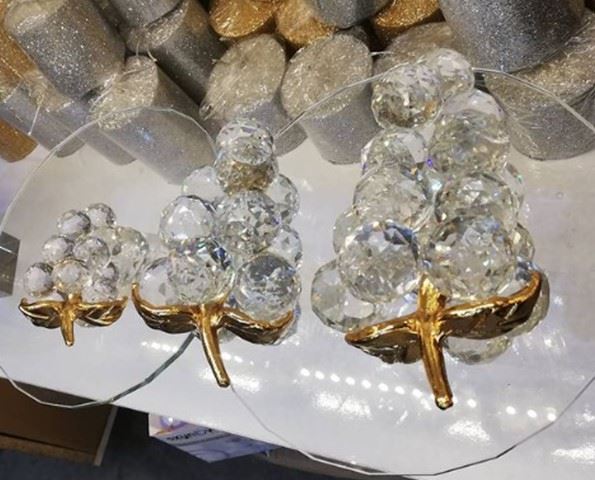 Crystal Grapes with Gold Stems